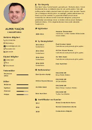 Cankurtaran CV Örnekleri cv indir